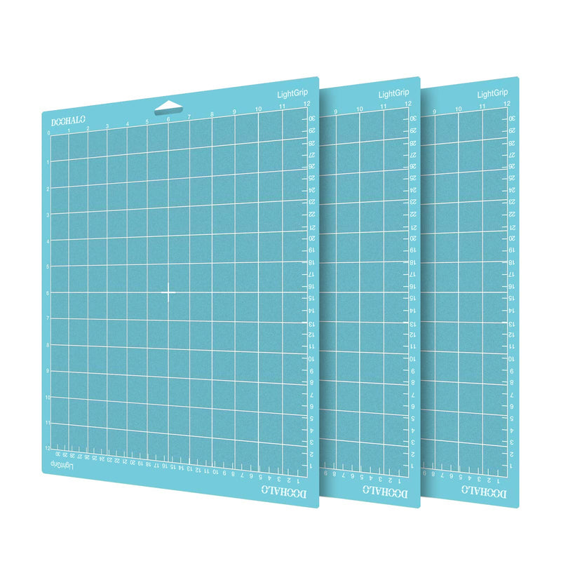DOOHALO Cutting Mat for Silhouette Cameo 4 Cutting Machine Lightgrip Cutting Mat 12 X 12 inch 3 Pack Replacement Adhesive Mats for Silhouette Cut Blue Color 12X12-LightGrip Light Grip - NewNest Australia