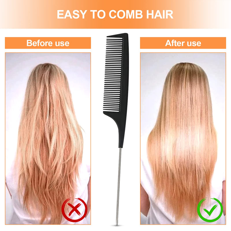 Sularpek Comb, 3 Pieces Tail Combs Set, Fine Tooth Comb, Carbon Fibre Styling Comb, Hairdressing Comb, Teasing Hair Comb for Women and Men, Anti Static, Heat Resistant Fine Wide Tooth Comb - NewNest Australia