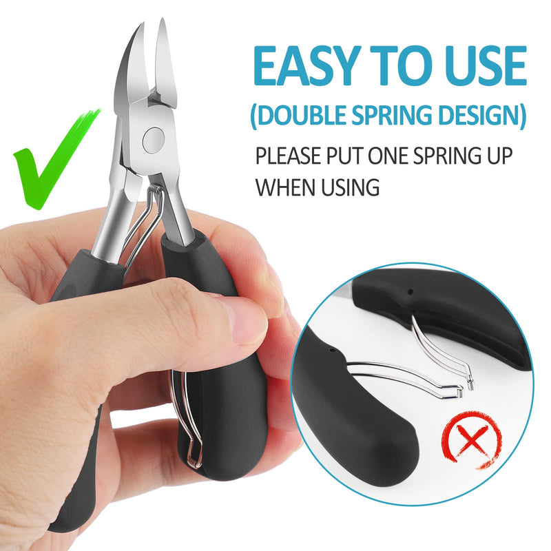 INXEN 7PCS Professional Toenail Clippers set for Thick and Ingrown Nails, Nail Cutter and Podiatrist Nail Clippers- Heavy Duty Stainless Steel Soft Grip Pedicure Toenail scissors for Men Women -Black black - NewNest Australia