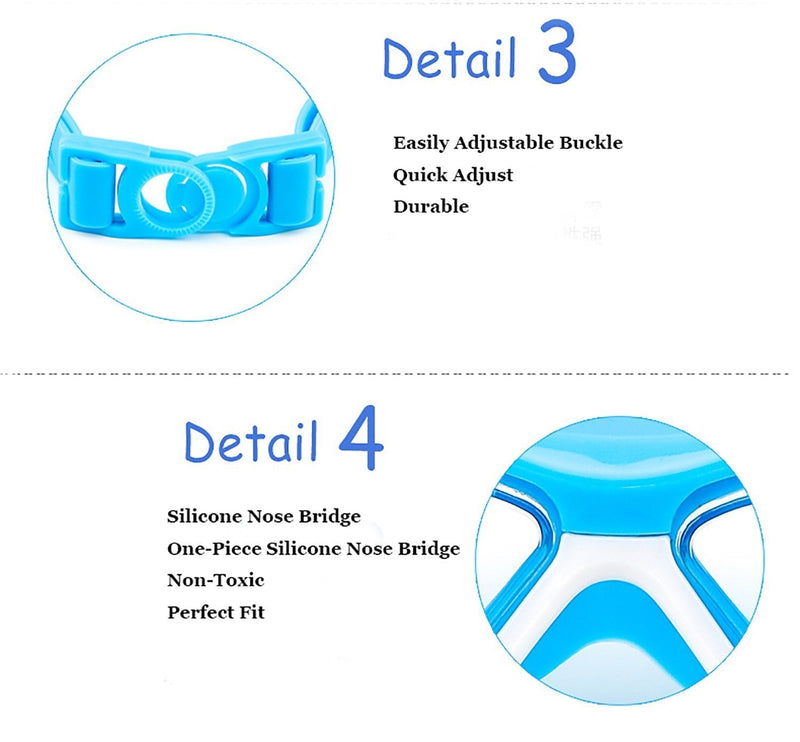 June Sports Swim Goggles for Kids (3-15 Year Old), Waterproof Swimming Google Large Frame UVA/UVB Teens Boys Girls SG28 Light Blue - NewNest Australia