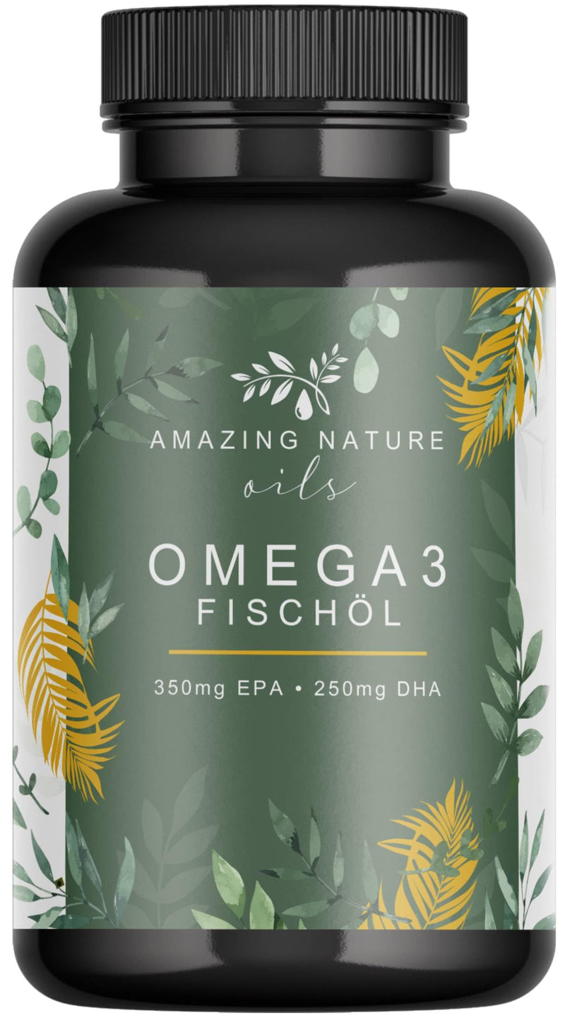 Amazing Nature® Omega 3 capsules High dosage with 1000 mg of high-quality fish oil per capsule and the fatty acids EPA & DHA 1 x 120 Omega-3 capsules from sustainable fishing - NewNest Australia
