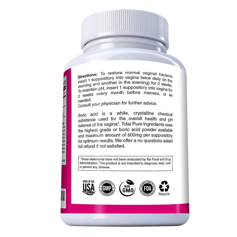 PURE PLANT HOME Boric Acid Suppositories Nature's Harmony 30 Count 600 mg 100% Pure Made in USA - NewNest Australia