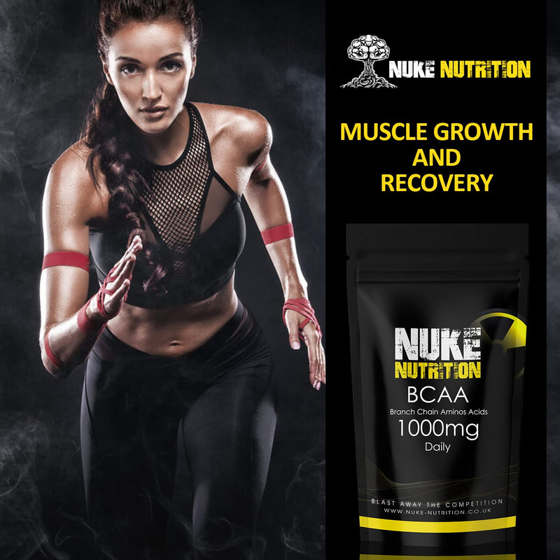 Nuke Nutrition BCAA Capsules | 365 Capsules 1000mg | Advanced Essential Amino Acids Supplement to Build Lean Muscle | Boost Recovery, Muscle Building & Growth | Leucine, Isoleucine & Valine | Vegan 365 Count (Pack of 1) - NewNest Australia