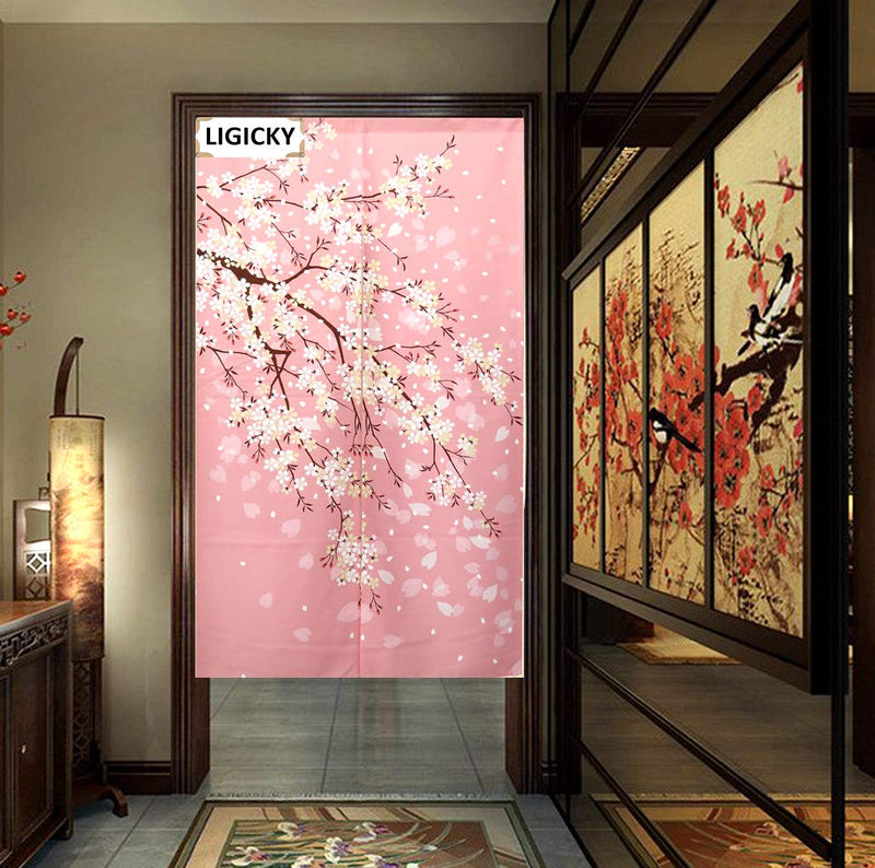 NewNest Australia - LIGICKY Noren Japanese Doorway Curtain Printed Cherry Blossom Door Curtains Window Tapestry for Home Decoration, 33.5"x59" Pink 