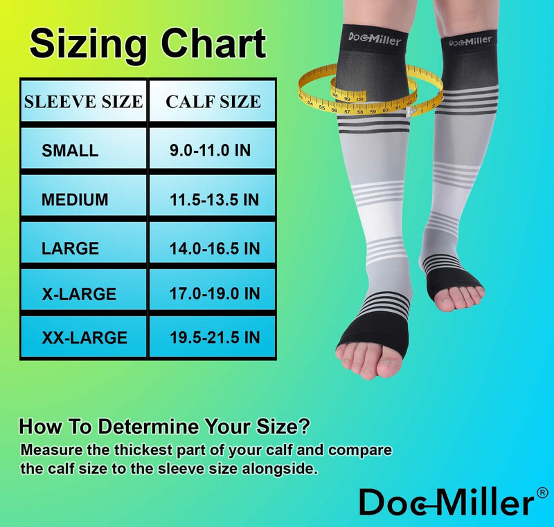 Doc Miller Premium Open Toe Compression Socks Dress Series 1 Pair 20-30mmHg Open Toe Blackgraywhite Small - NewNest Australia