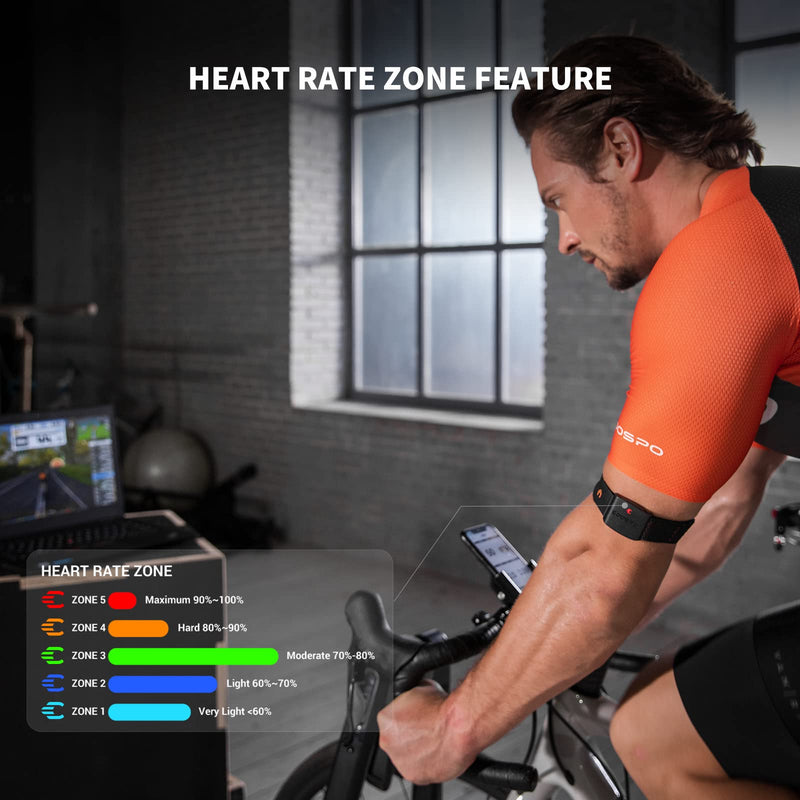 COOSPO HW9 Heart Rate Monitor Armband,ANT+ and Dual Bluetooth5.0 HRM,Optical Heart Rate Monitor with HR Zone,IP67 Waterproof HR Sensor Compatible with Peloton Strava Zwift DDP Yoga - NewNest Australia