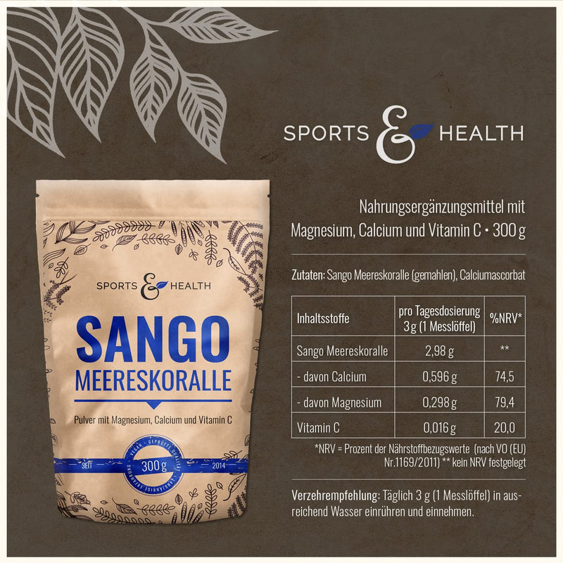 Sango sea coral powder in a large pack of 300g - with measuring spoon made in Germany with natural calcium and natural magnesium in a 2:1 ratio - NewNest Australia