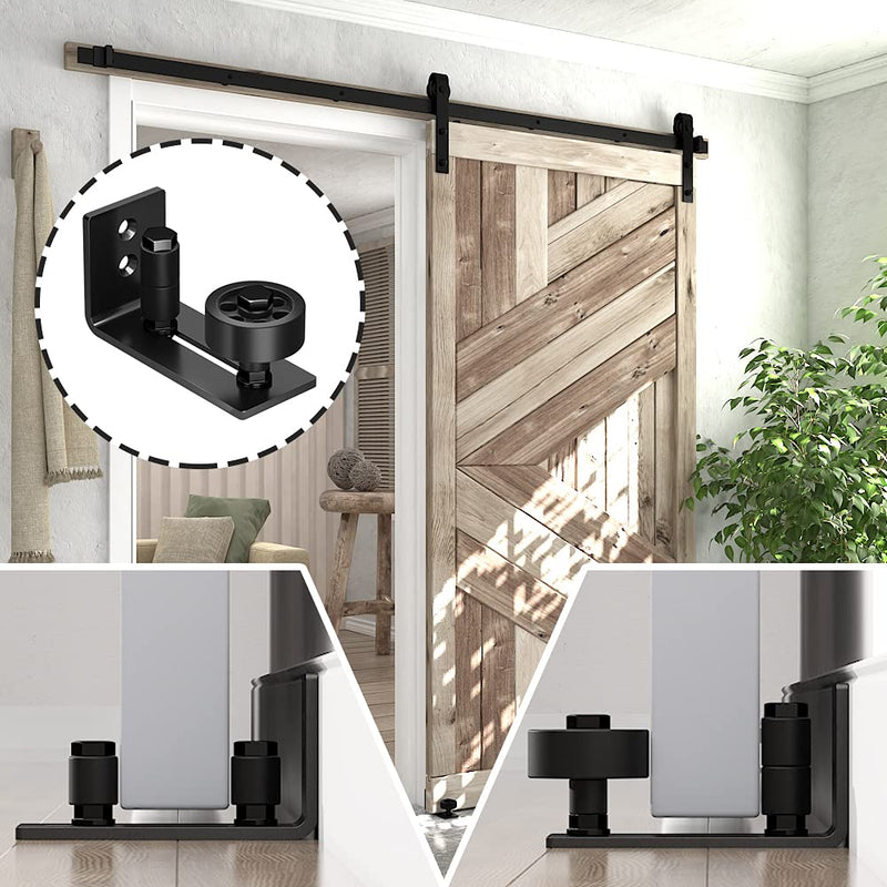 skysen Barn Door Floor Guide Wall Mount Stay Roller,8 Setup Options, Flush Bottom,Black Powder Coated,Felt Strip, Countersunk Holes for Barn Door(706) - NewNest Australia
