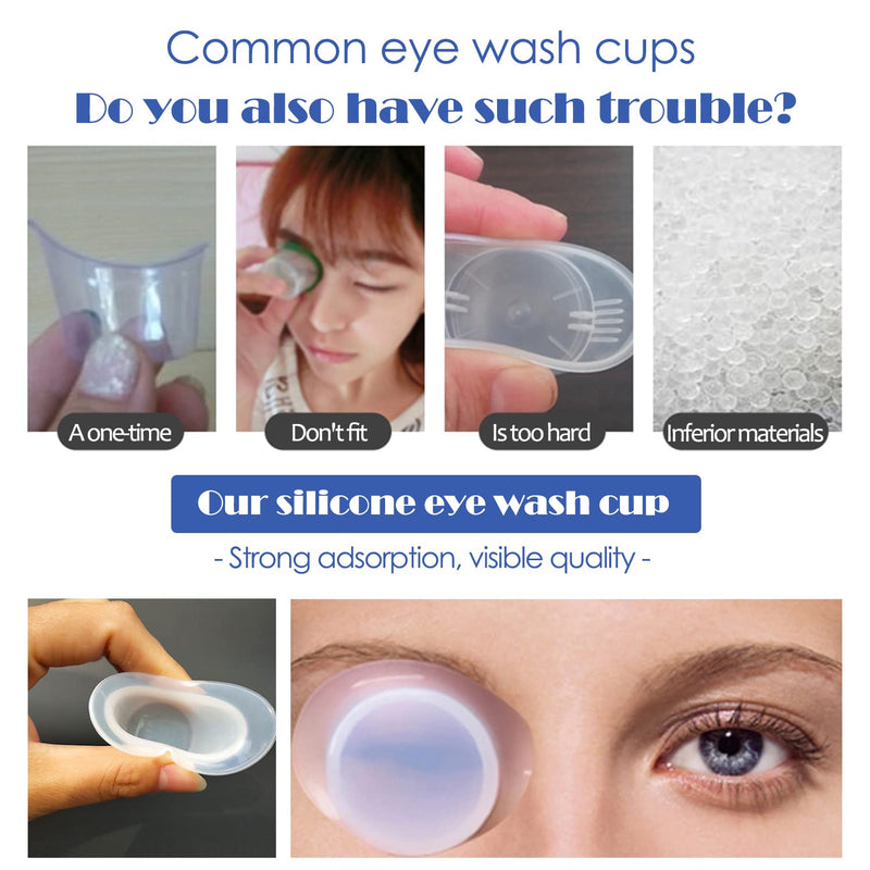 iTGOOS 4 Piece 8ml Eye Wash Cup Reusable, Silicone Eye Bath Cup, Eye Cups Wash Portable, Eye Flush Cups, for Travel & Effective Eye Cleansing - NewNest Australia