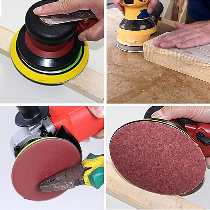 Fielect 5Pcs 12" PSA Sanding Discs 100 Grits Adhesive Back Sandpaper Adhesive Back Sanding Disc Flocking Sandpaper Random Orbital Sander Paper - NewNest Australia