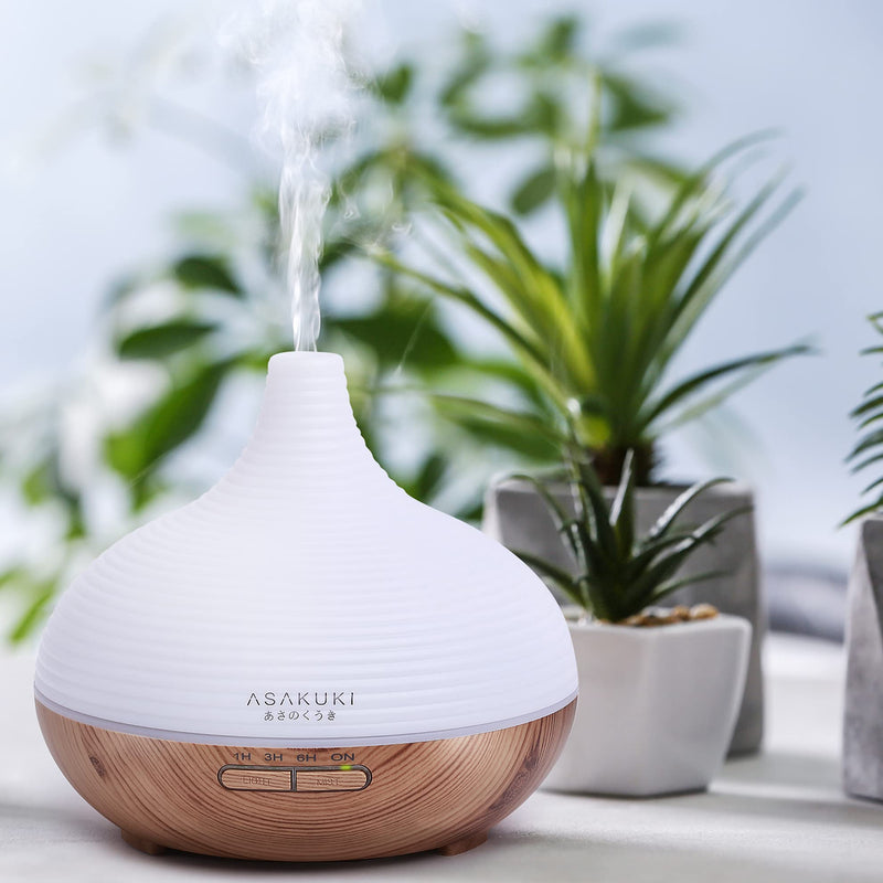 ASAKUKI 300ml Essential Oil Diffuser, Premium 5 In 1 Ultrasonic Aromatherapy Scented Oil Diffuser Vaporizer Humidifier, Timer and Waterless Auto-Off, 7 LED Light Colors-Yellow A-yellow - NewNest Australia