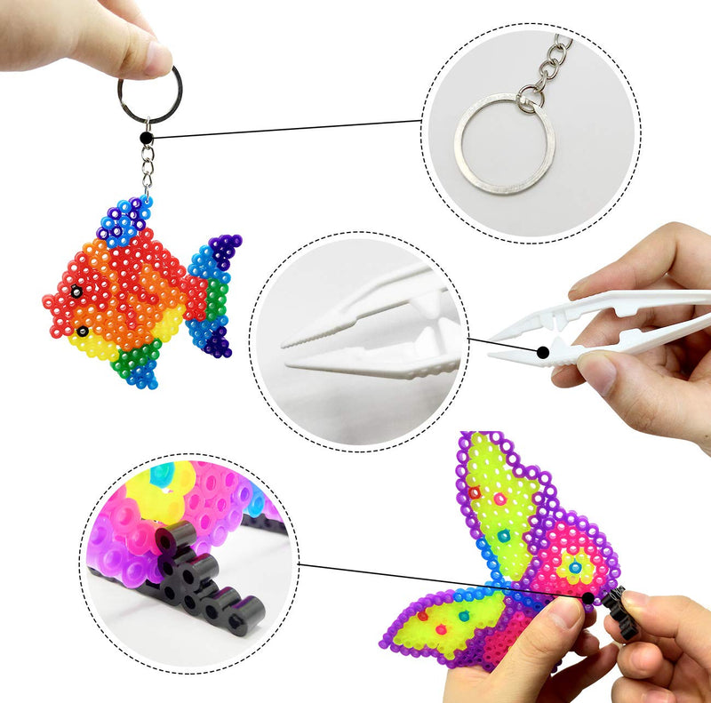 20 PCS 5mm Fuse Beads Boards Clear Plastic Fuse Beads Pegboards with 20 Colorful Cards, 4 Tweezers, 10 Hang Ropes, 10 Keychains, 20 Small Hoops and 10 Holders for Kids DIY Craft Beads - NewNest Australia
