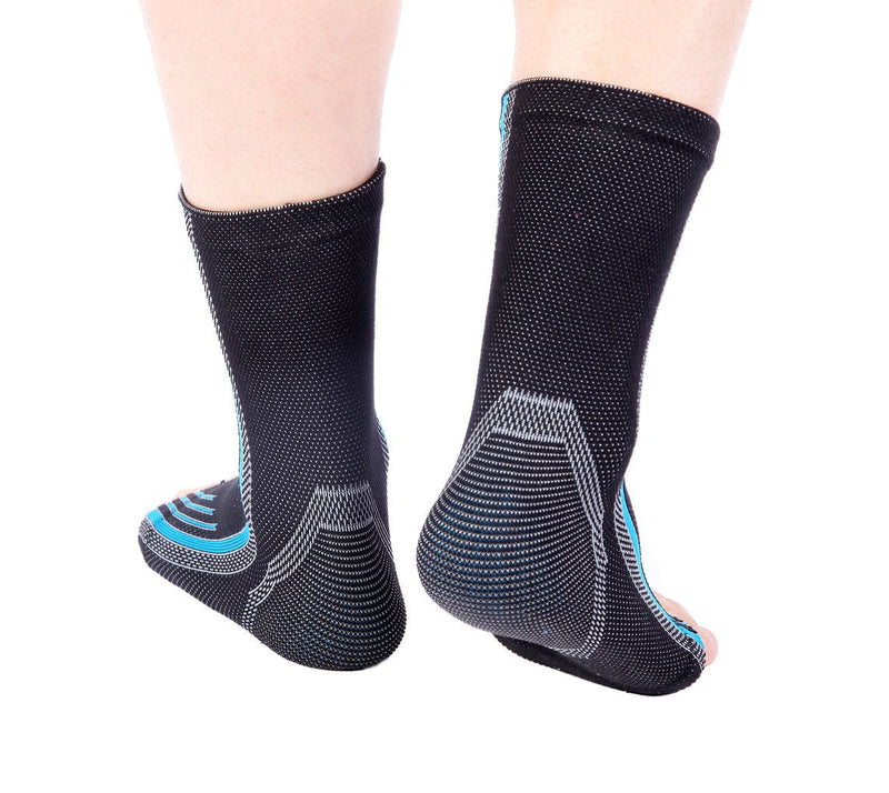 Doc Miller Ankle Compression Sleeve For Achilles Tendonitis & Plantar Fasciitis Relief, Recover Sports Injury and foot Joint Swelling - 1 Pair Small Blue Color 20-30 mmHg Toeless Foot Compression Sleeve - NewNest Australia
