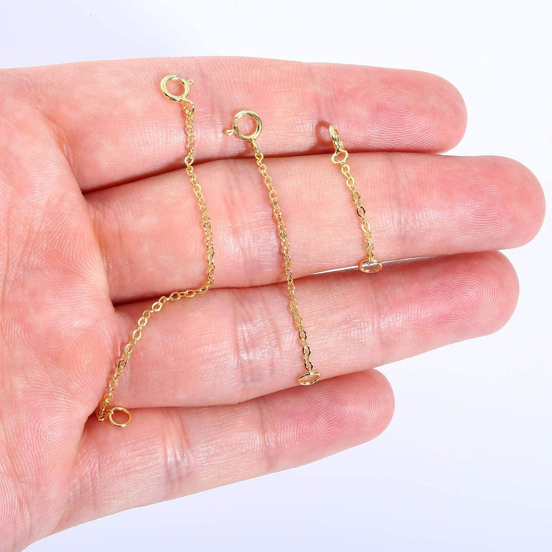 14K Gold Necklace Extender 925 Sterling Silver Chain Extension Necklace Bracelet Anklet Extender for Jewelry Making（1 2 3 inch） A-14K Gold - NewNest Australia