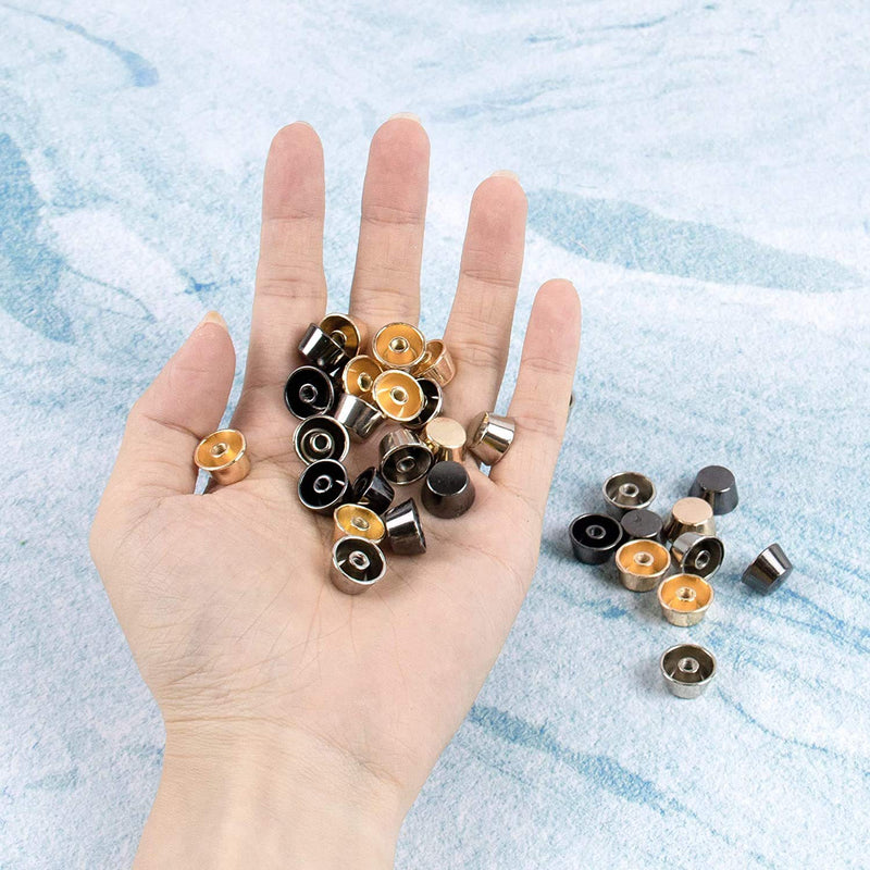 AUEAR, 30 Pack Screw Back Rivets Stud Purse Feet Metal Studs Rivet for Leather Bag Craft DIY (Flat Head, 11 mm, Silver & Gold & Gun Black) 3 Colors - NewNest Australia
