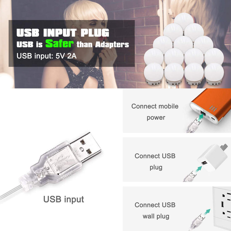 Pretmess Hollywood Style Vanity Mirror Lights Kit, Adjustable Color and Brightness with 14 LED Light Bulbs, Lighting Fixture Strip for Makeup Vanity Table Set in Dressing Room (Mirror Not Include) 14 Lights - NewNest Australia