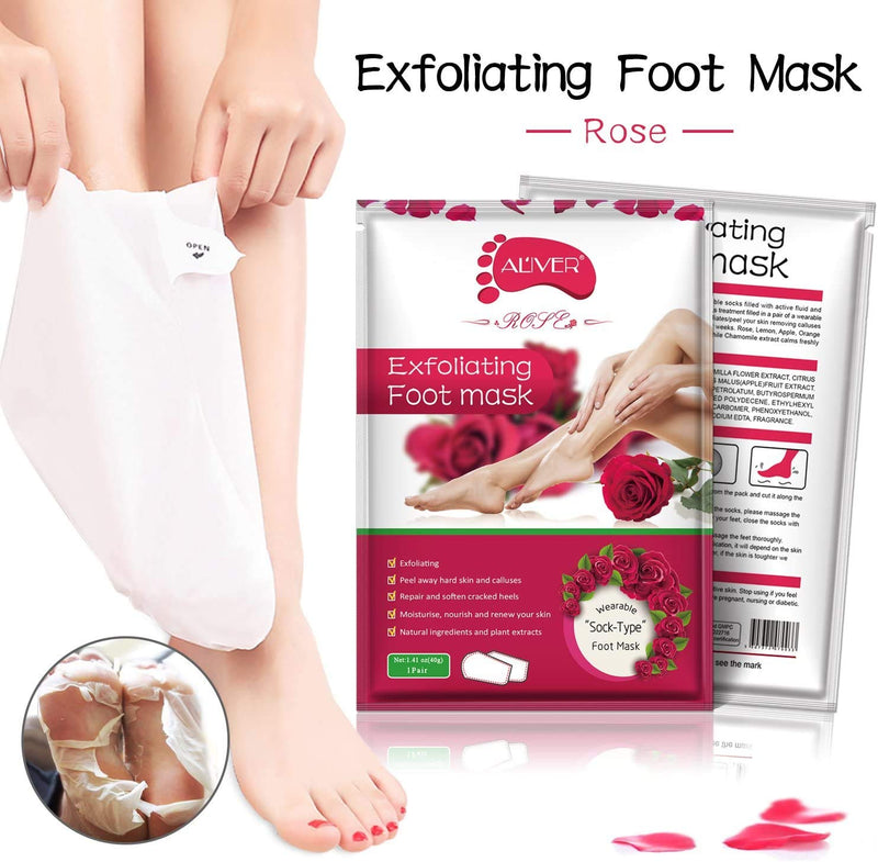 Foot Peel Mask 3 Pack, Baby foot Mask Remove Dead and Dry Skin Callus & Get Smooth Baby Feet Moisturizing Foot Mask Peel Exfoliating Foot Treatment for Men and Women(Rose) - NewNest Australia