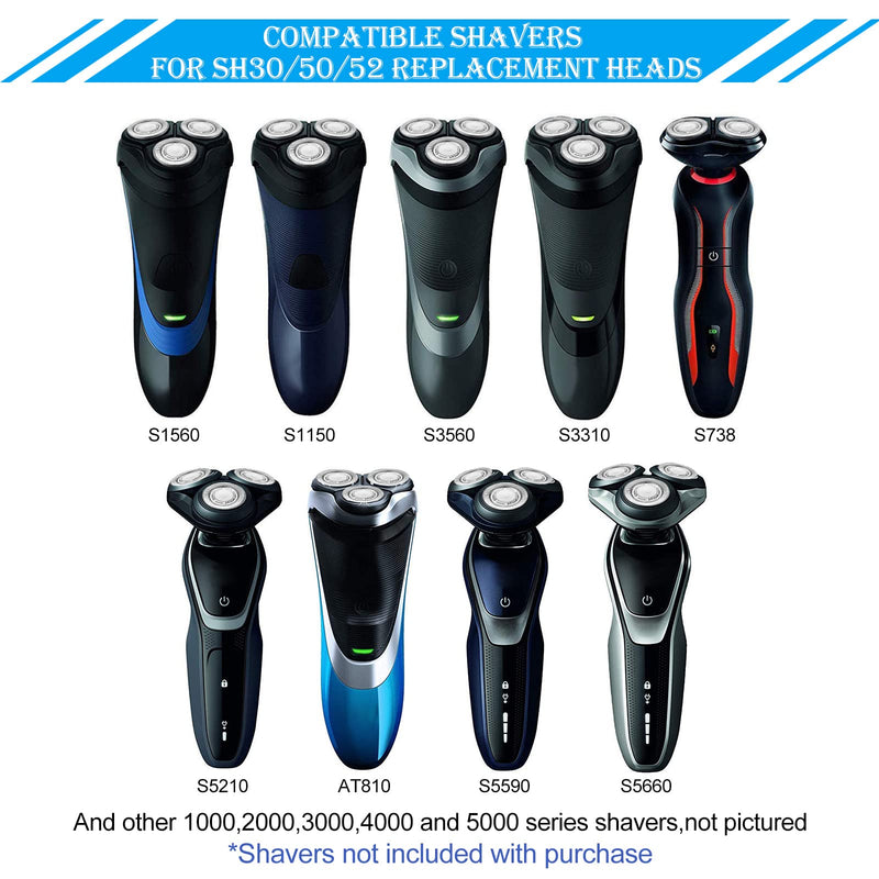 Mudder SH30/50/52 Shaver Replacement Heads Compatible with Philips Electric Shaver Series 1000, 2000, 3000, 5000 and Model AT8xx/AT7xx/PT8xx/PT7xx Style with Pointed Blade, Non-Original (9 Pieces) - NewNest Australia