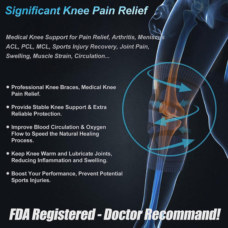 Neenca Knee Support, Compressed Knee Support With Patella Gel Pads & Spring Side Stabilizers, Medical Knee Pads For Running, Meniscus Tear, Arthritis, Joint Pain Relief, Acl, Recovery - NewNest Australia