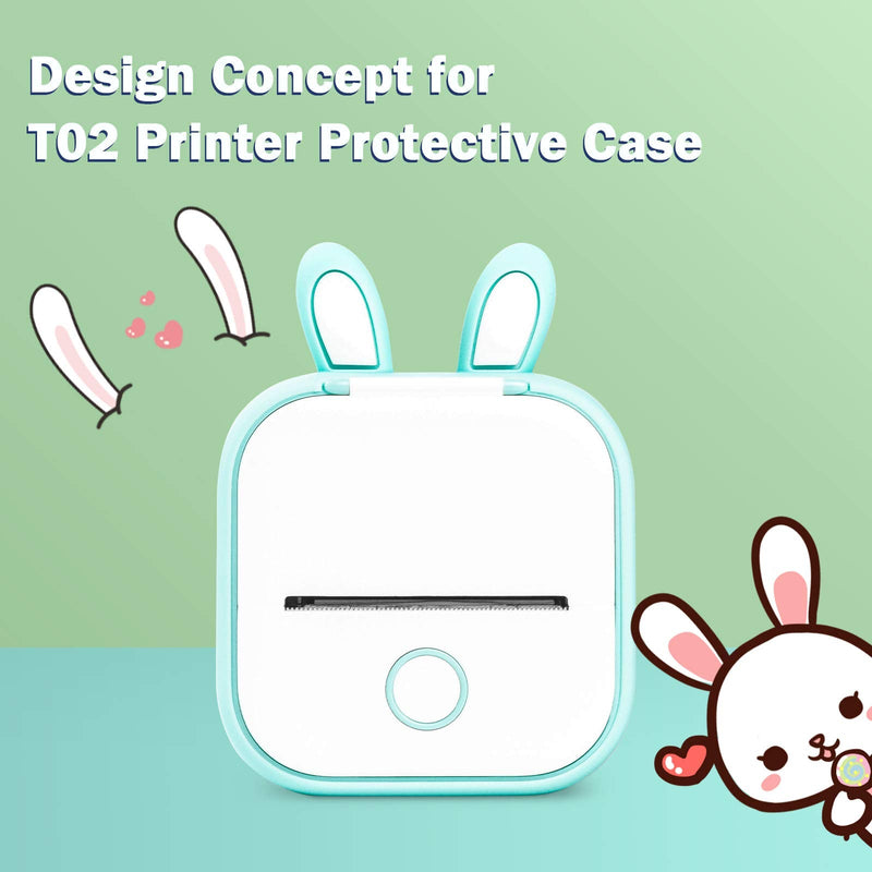 Memoking T02 Protective Case-Bunny Ears Shape Soft Silicone BPA-Free Cute Design Printer Cover, Compatible with T02 Mini Bluetooth Wireless Portable Mobile Pocket Printer, Green - NewNest Australia