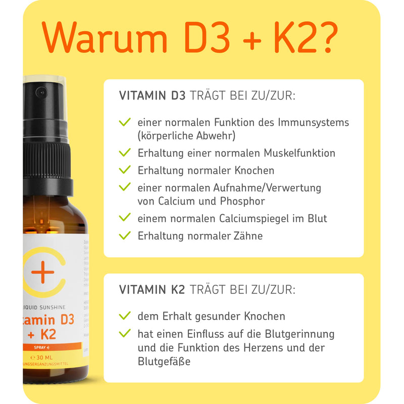 Cerascreen Vital Vitamin D3 + K2 Spray 30ml (all-trans) | 2800 IU per spray | Made in Germany | High dosage & vegan | Fill up the depot with sun vitamin complex | Premium quality - NewNest Australia