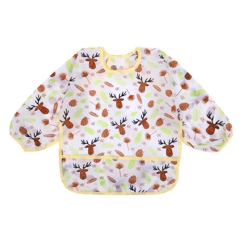 Accmor 3 Pcs Long Sleeve Bibs, Waterproof Baby Bibs, Toddler Sleeved Bib, Baby Smock for Eating Feeding, 6-24 Months Yellow Elk/Blue Dinosaur/Orange Pig Medium : 6-24 Months - NewNest Australia