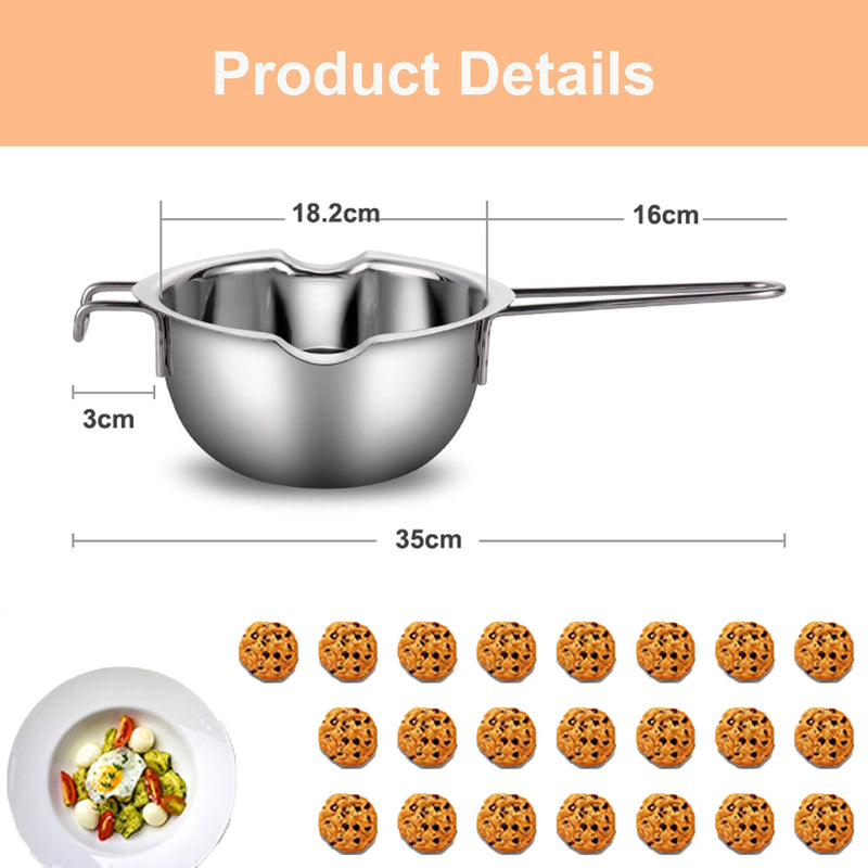 Melting Pot - 1000ML Stainless Steel Double Boiler Pot with Heat Resistant Handle, COHOOP 304 (18/8) Large Baking Tools for Melting Chocolate, Butter, Candy and Candle - NewNest Australia