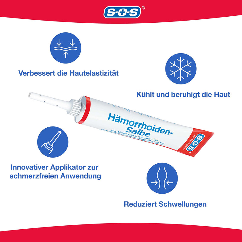 Sos Haemorrhoid Ointment, 1 X 30 G Tube, To Reduce Inflammation Symptoms In Haemorrhoids (Grade I), To Promote Wound Healing And For Long-Term, Pain-Free Use - NewNest Australia