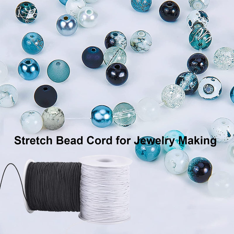 Elastic Cord for Bracelets, 2 Rolls 1 mm 330 Feet Sturdy Bracelet String, Stretchy Elastic String for Jewelry Making, Necklaces, Beading Black+White - NewNest Australia