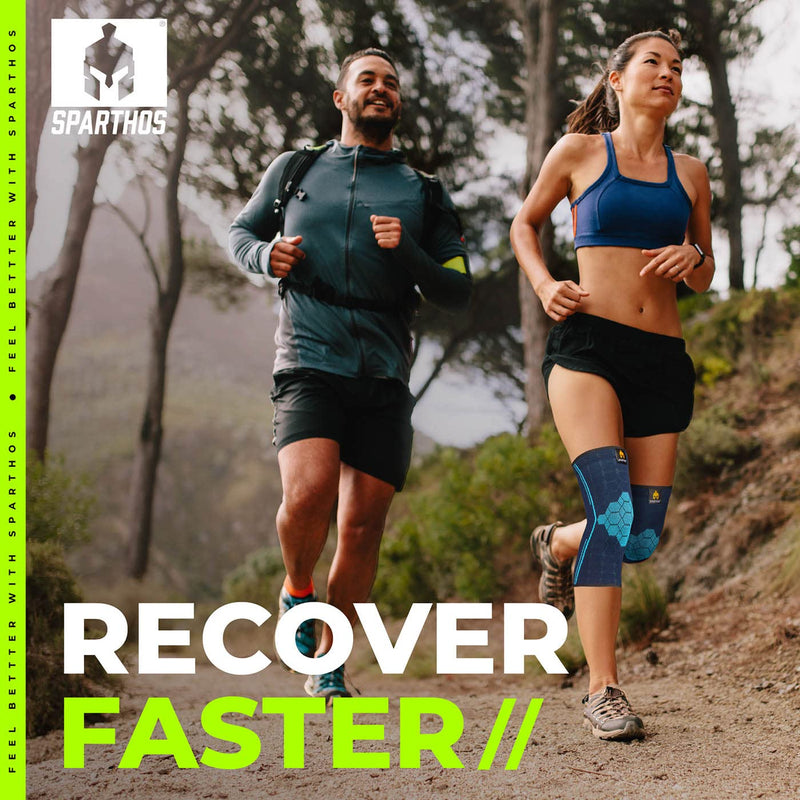 Sparthos Knee Compression Sleeves by (Pair) – Joint Protection and Support for Running, Sports, Knee Pain Relief – Knee Brace for Men and Women – Innovative Breathable Elastic Blend – Anti Slip Cobalt Blue X-Large - NewNest Australia