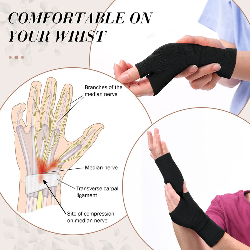 Geyoga Pack of 2 Compression Support Thumb Splint Breathable Thumb Support Elastic Bandage Thumb Supports for Women Men Sports M (Black) Black - NewNest Australia