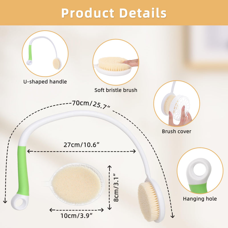 Fanwer Bath Brush with U-Shaped Long Handle, Shower Body Brush with Curved Handle, Cleaning Back Scrubber for Elderly, Disabled, Limited Mobility, Post-Surgery, Frozen Shoulder - NewNest Australia