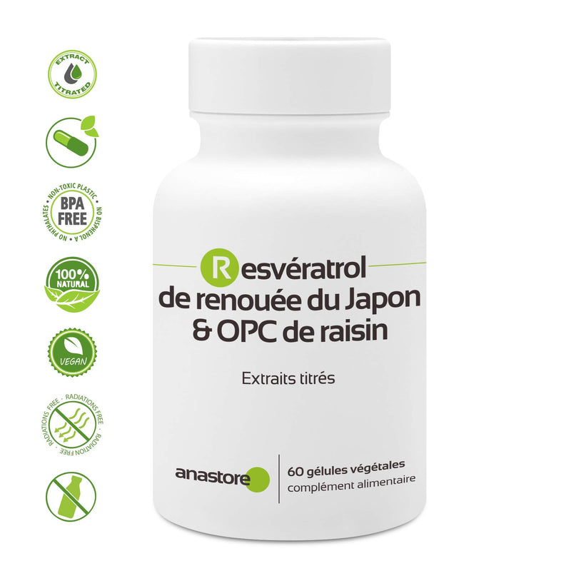 RESVERATROL from PROTYKIN® & OPC from grapes * 60 mg / 60 vegetable capsules * Titrated to 95% proanthocyanidin and to 50% resveratrol * Antioxidants, cardiovascular - NewNest Australia