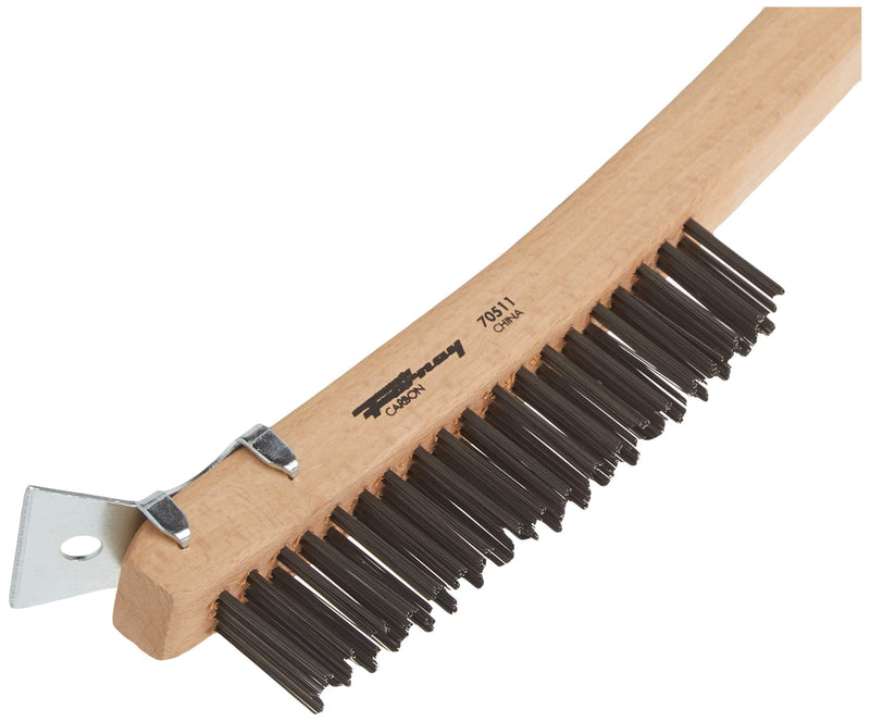 Forney 70521 Wire Scratch Brush, Stainless Steel with Curved Wood Handle, 13-3/4-Inch-by-.013-Inch - NewNest Australia