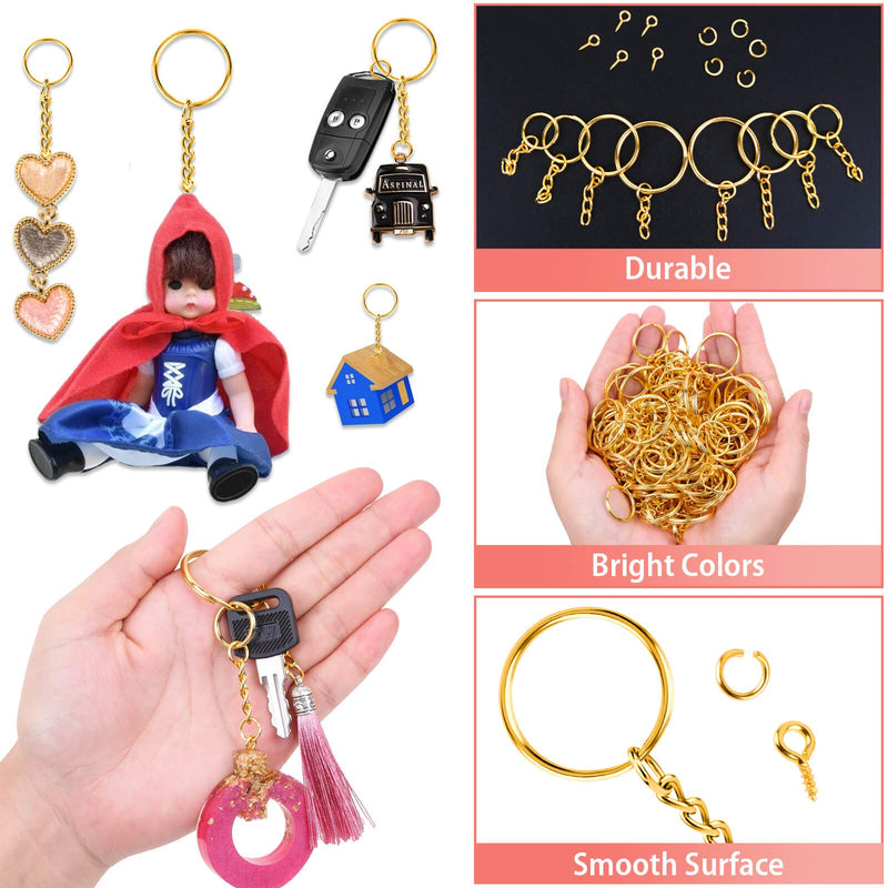 Key Ring with Chain, Shynek 360PCS Gold Keychain Rings with Jump Rings and Screw Eye Pins Bulk for Resin, DIY Crafts and Jewelry Making - NewNest Australia