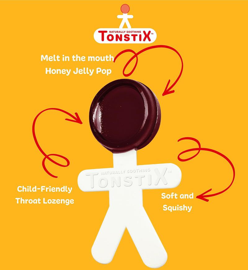 TONSTIX HONEY & STRAWBERRY JELLY POPS | FOR SORE THROATS AND COUGHS | 6 PACK | SOURCE OF VIT C & ZINC | NO ADDED SUGAR | IMMUNE SUPPORTING INGREDIENTS | 100% NATURAL 1 Count (Pack of 6) - NewNest Australia