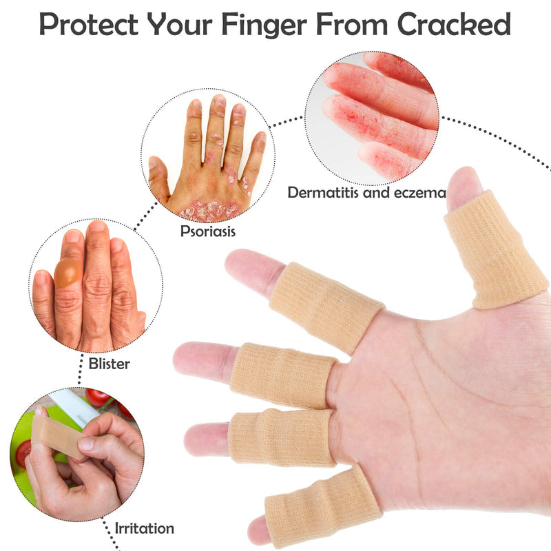 30 Pieces Finger Sleeves with 1 Storage Bag, Thumb Splint Brace Support Protector Breathable Elastic Finger Tape for Pain Relief Arthritis Trigger Finger Sports Basketball Baseball (Beige) Beige - NewNest Australia