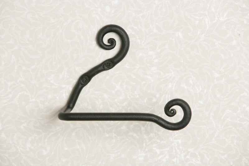 RTZEN Wrought Iron Swirl Toilet Paper Roll Holder | Rot Handmade Mounted TP Hanger Décor | Black Forged Modern Retro Handcrafted Rod Metal | Wall Mount Easy Installation - NewNest Australia