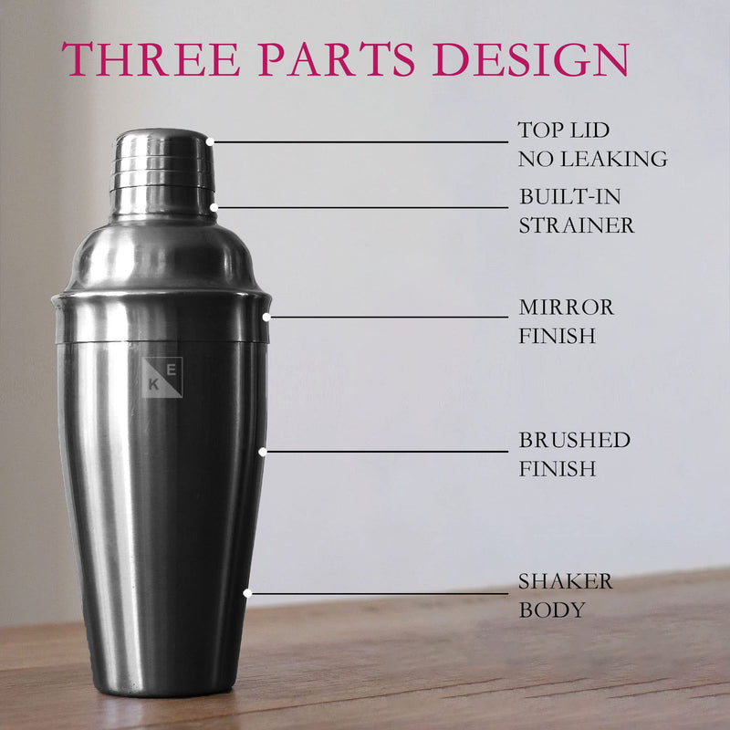 KITESSENSU Cocktail Shaker Set, Stainless Steel Bartending Kit with 24 Ounce Cocktail Shaker with Built in Drink Strainer, Measuring Jigger, Mixing Spoon & Drink Recipe Guide - Professional Bar Tools Black - NewNest Australia