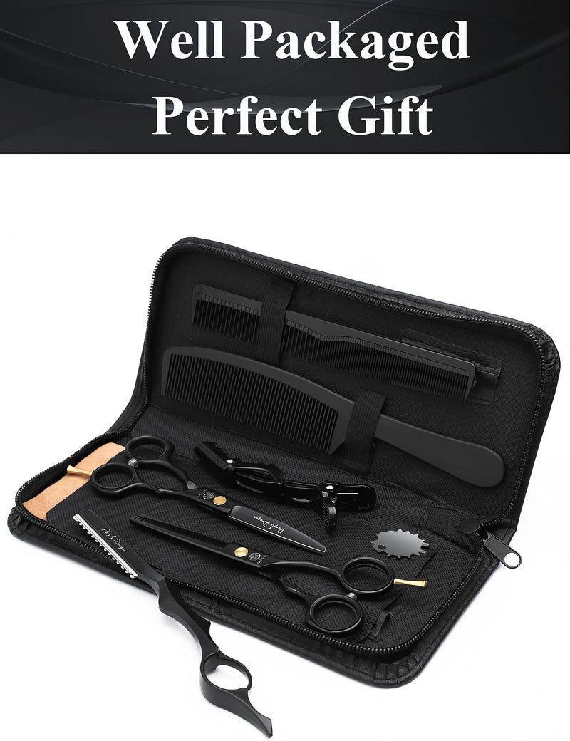 Purple Dragon Hair Scissors 5.5 Inch Professional Hairdressing Scissors Hairdressing Scissors Set Perfect Haircut for Men and Women Sharp Scissors for Barber/Hairdresser/Beginners (Black) Black - NewNest Australia
