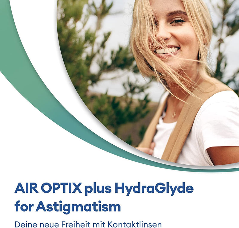 Air Optix plus HydraGlyde for Astigmatism monthly lenses soft, 3 pieces, BC 8.7 mm, DIA 14.5 mm, CYL -0.75, AXIS 90, -4.75 diopters - NewNest Australia