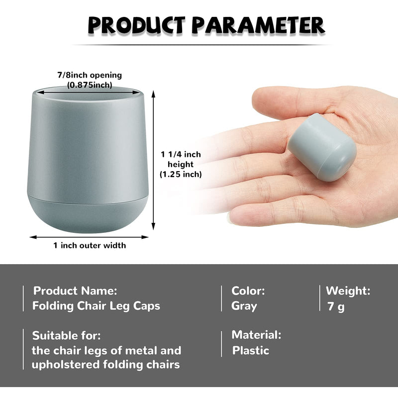 36 Pieces 7/8 Inch Folding Chair Leg Caps Heavy-Duty Plastic Chair End Caps Non-Marring Furniture Glides Round Hardwood Floor Protectors (Grey) - NewNest Australia