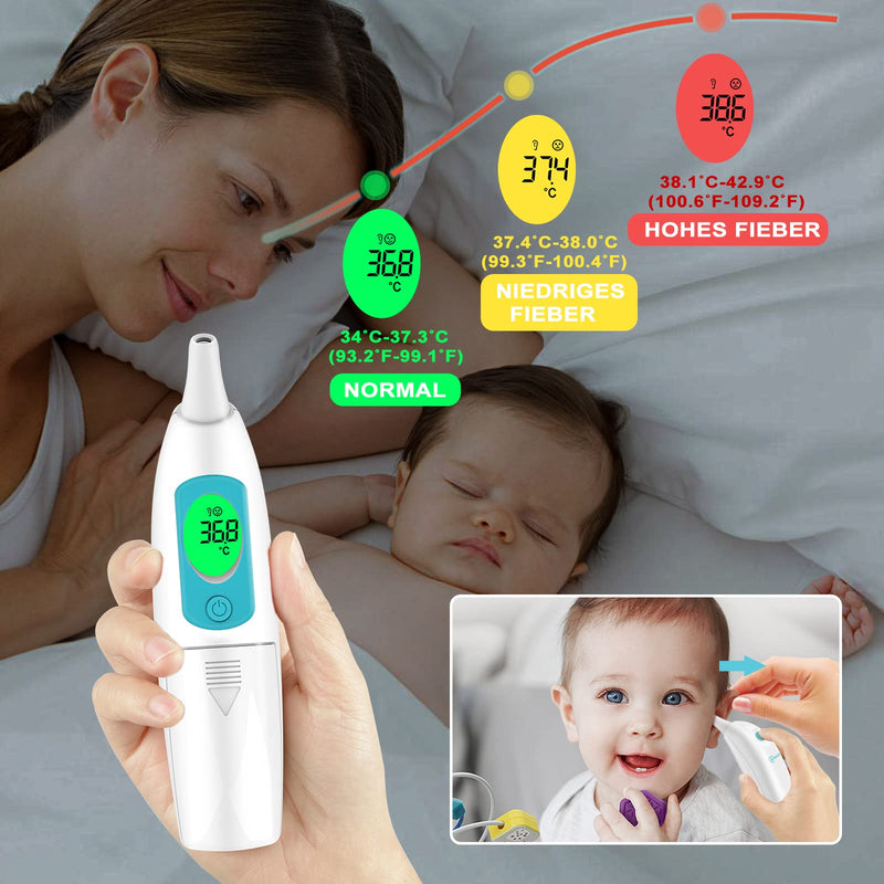 Fever Thermometer Ear For Baby Adults, Ear Thermometer Children Infrared Thermometer Fever With Accurate And Instant Reading, Fever Alarm, 10 Memory Functions, Lcd Display - NewNest Australia