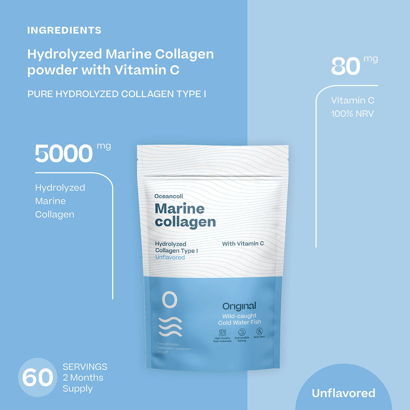 Pure Sea Collagen Powder With Vitamin C | Collagen Hydrolysate Peptides | Essential Amino Acids For Skin, Hair, Nails, Tendons And Ligaments | Neutral Flavor, 306 G | 60 Tins - NewNest Australia