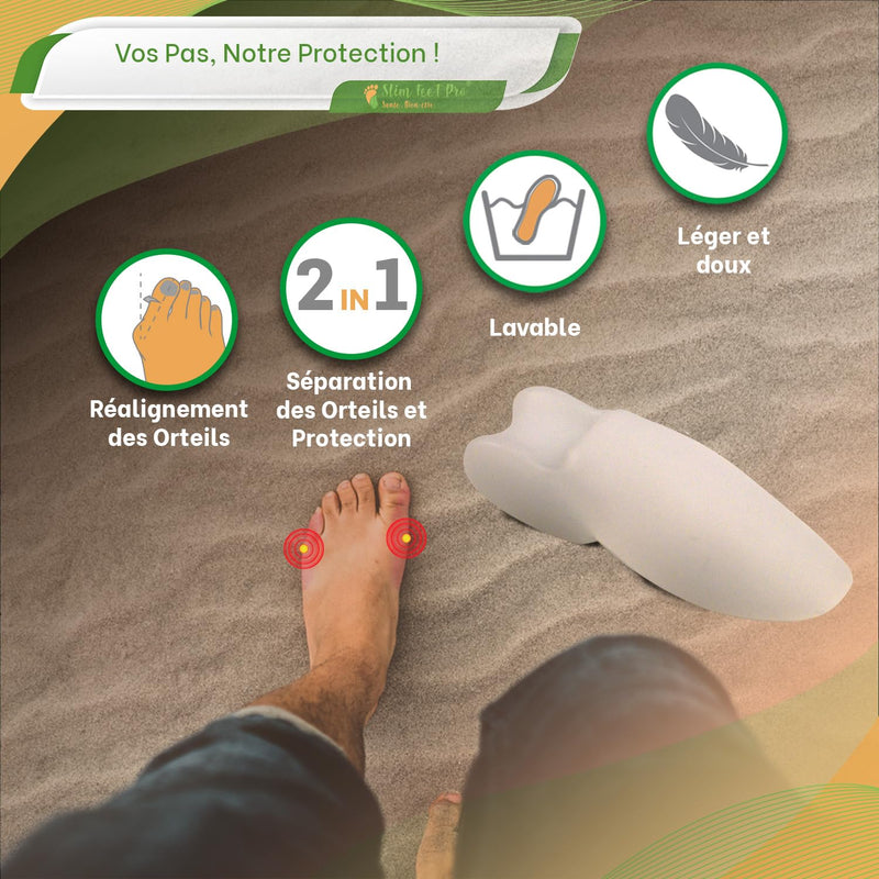 SLIM FEET PRO Set of 2 pairs of hallux valgus coarse and tense toe separators - pain relief, protection and comfortable alignment. Overlap prevention, one size fits all. 2 PAIRS OF SMALL AND ROUGH TOES - NewNest Australia