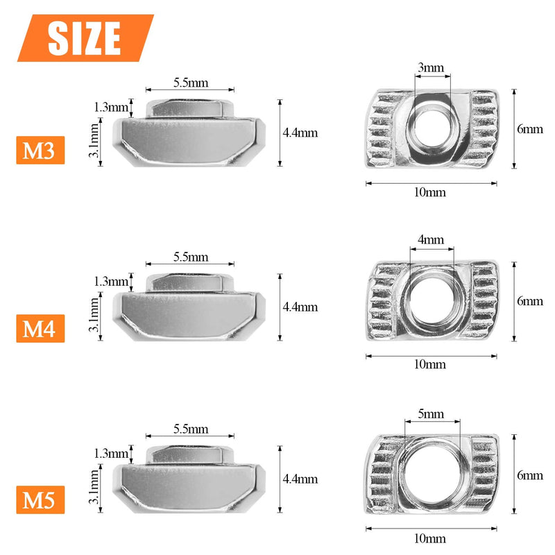 HELIFOUNER 240 Pieces 2020 Series T Nuts, M3 M4 M5 T Slot Nut Assortment Kit - NewNest Australia