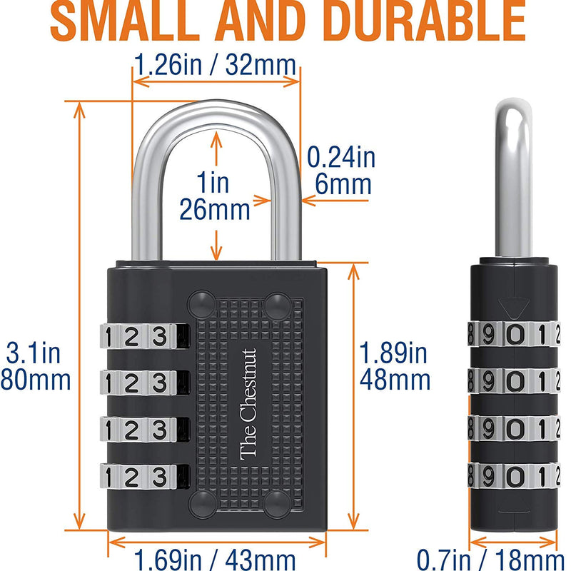 Padlocks 4 Combination - Outdoor Weatherproof Combination Padlock - Keyless Resettable Combo - for Luggage, Travel, Door, School, Gym, Sports, Toolbox, Case, Employee Lockers, Hasp 1 - NewNest Australia