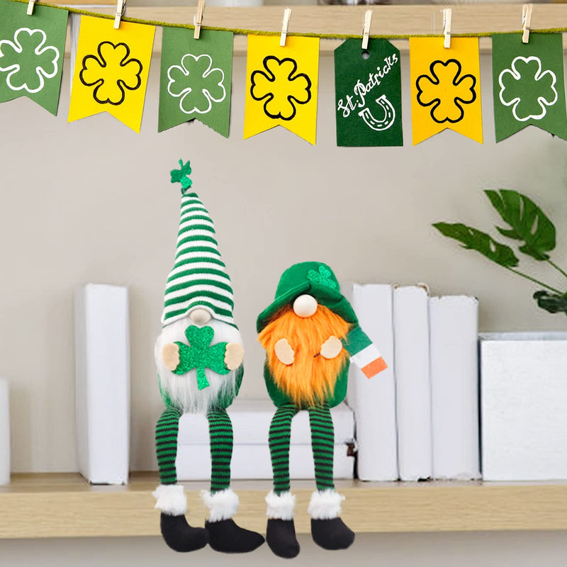 St Patrick's Day Gnome Plush Decorations 2PCS Green Irish Gnomes Elf Decor Handmade Scandinavian Home Table Shamrock Ornaments Cute St. Patrick's Day Gifts - NewNest Australia