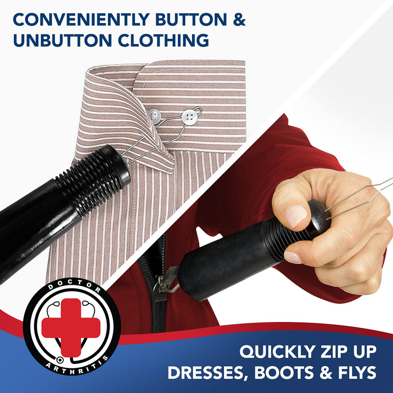 Button Hook & Zipper Pull, Assist, Helper Device, Dress Clothes Tool, Button Shirts Aid, One Hand, Disability, Handicapped and Seniors by Dr. Arthritis - NewNest Australia