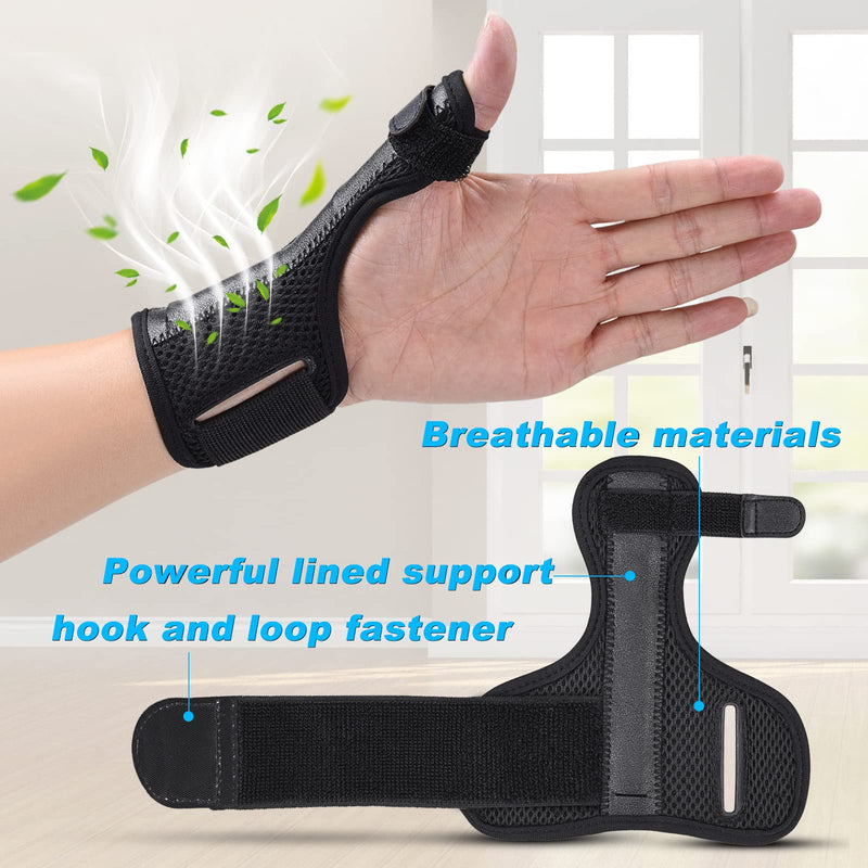 Fasola Thumb Brace Reversible, Thumb Spica Splint for Right & Left Hand, Breathable Thumb & Wrist Support with Two Metal Splint, Trigger Thumb Immobilizer for Arthritis, Tendonitis, Sprains, S Black - NewNest Australia